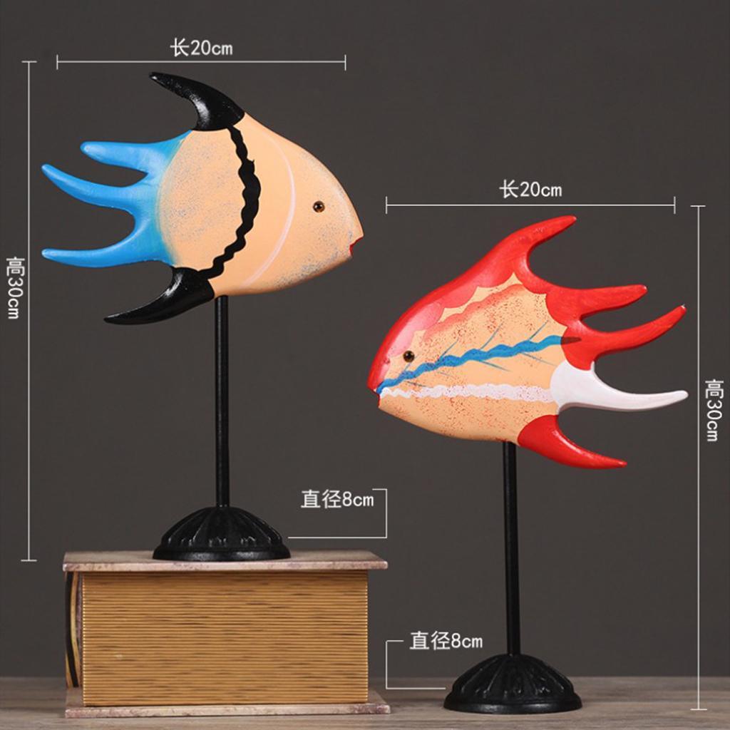 Wooden Kiss Fish Ornaments Figurines Garden Home Table