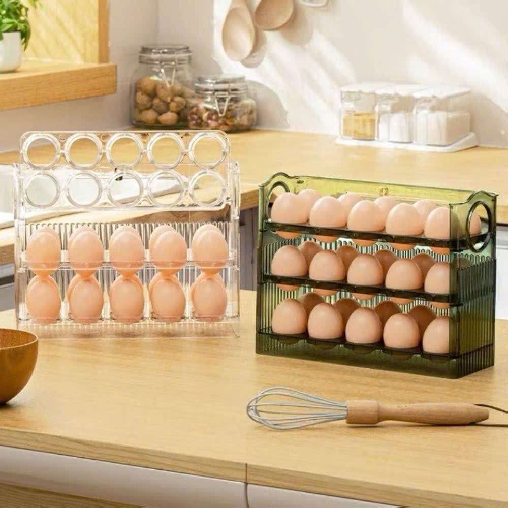 Khay Đựng Trứng 3 Tầng Thông Minh Chứa Hộp Đựng Trứng 30 Quả, Nhựa PET An Toàn - Hàng Chính Hãng MINIIN