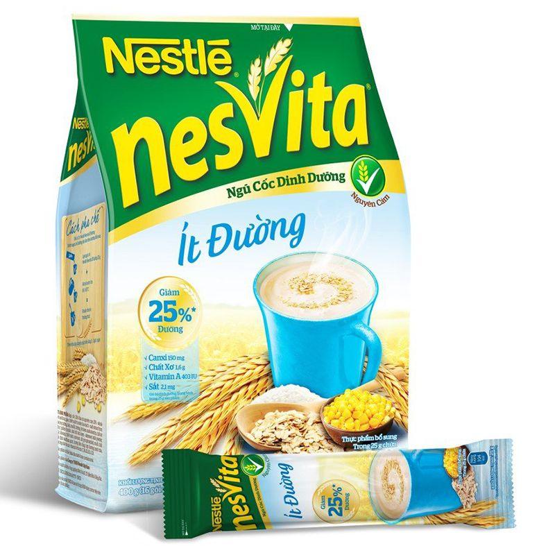 Bột Ngũ cốc NesVita Nestlé Ít Đường 400G 16 Gói x 25G-8934804025483