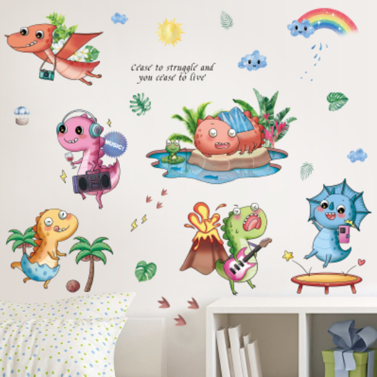 Decal trang trí tường - Những chú khủng long party