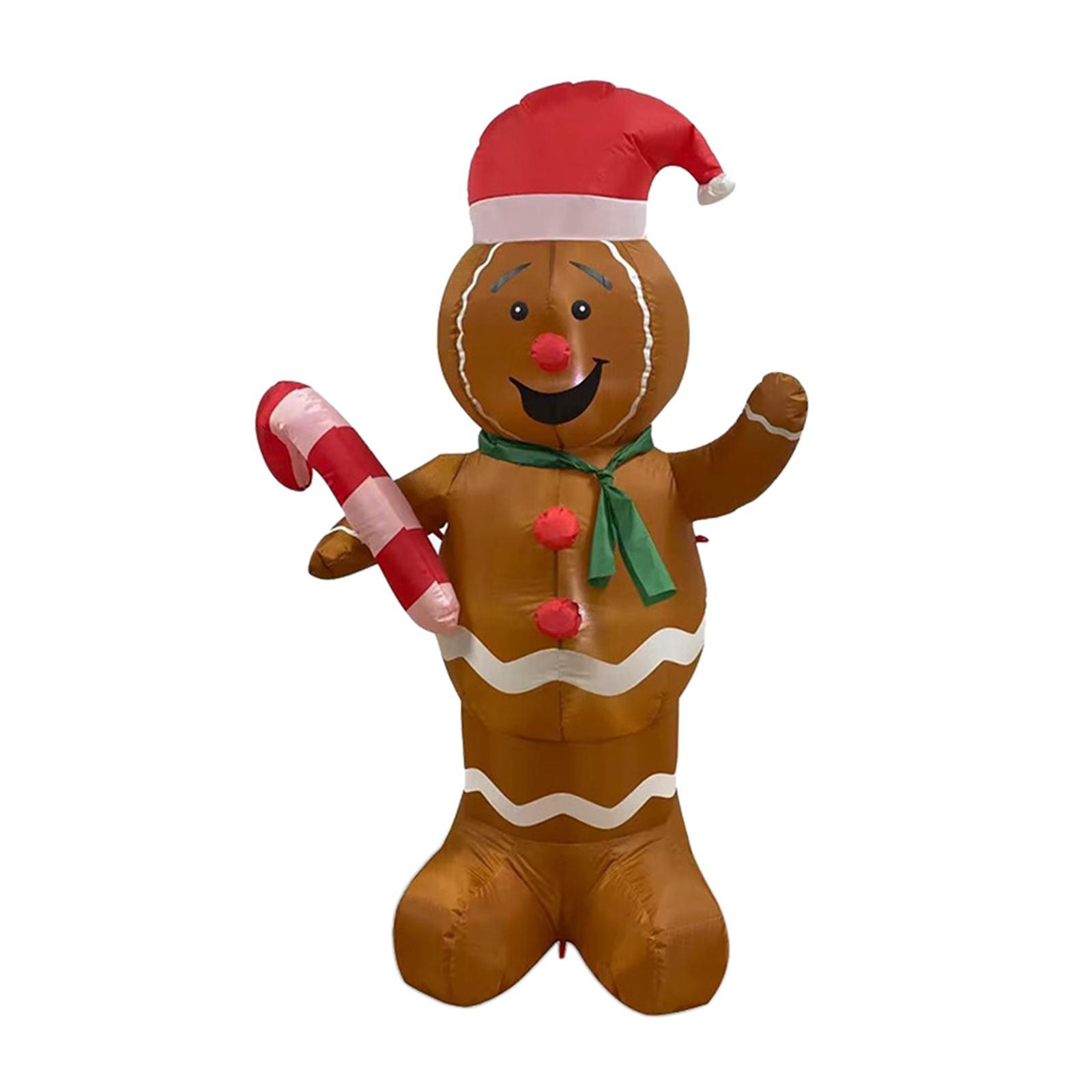 5ft Festive Decoration Gingerbread Man with LED Lights Reusable ,Adorable Inflatable for Yard Indoor Party Decoration Outdoor Decorations