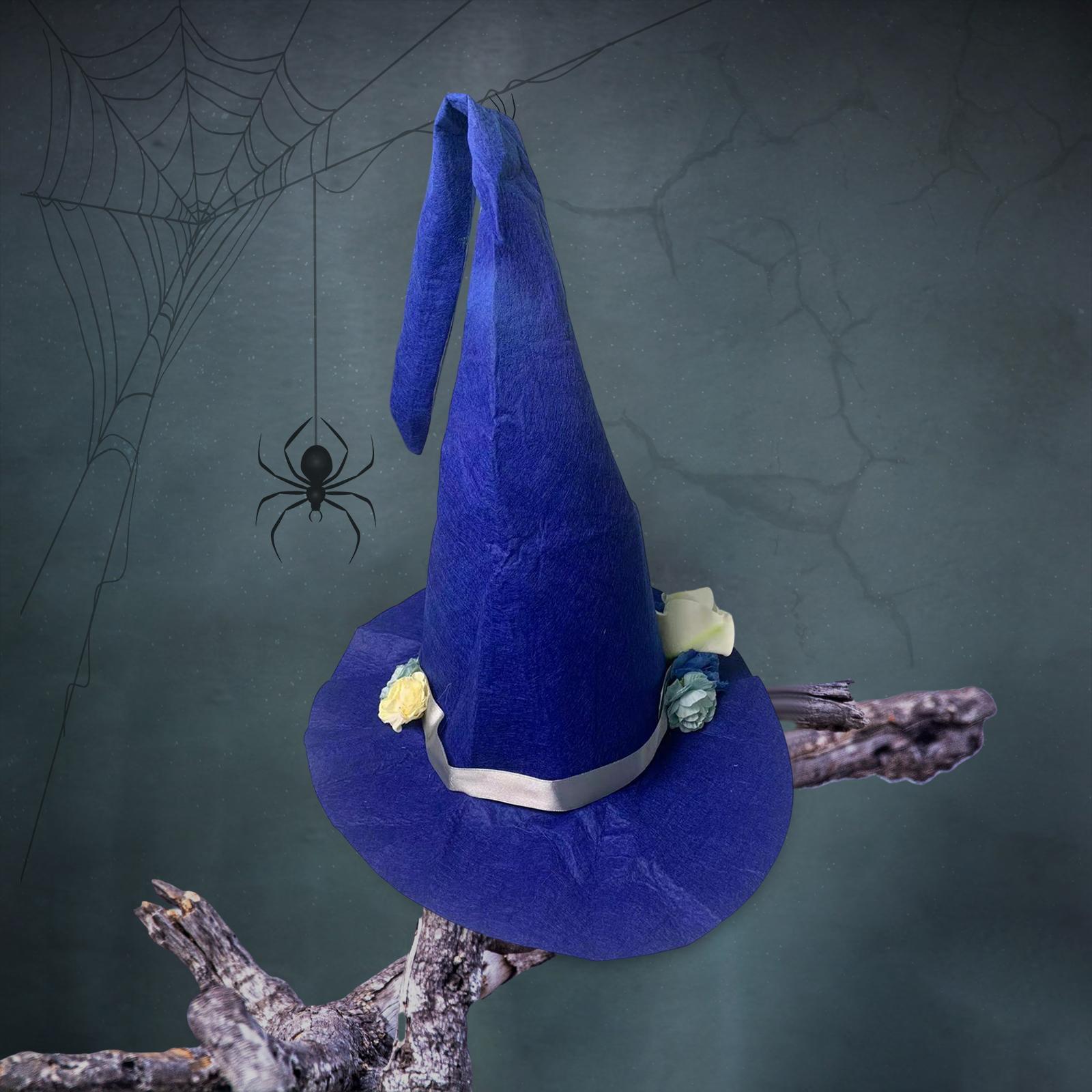 Halloween Felt Witch Hats Cosplay for Carnival Masquerade Clothing Props blue