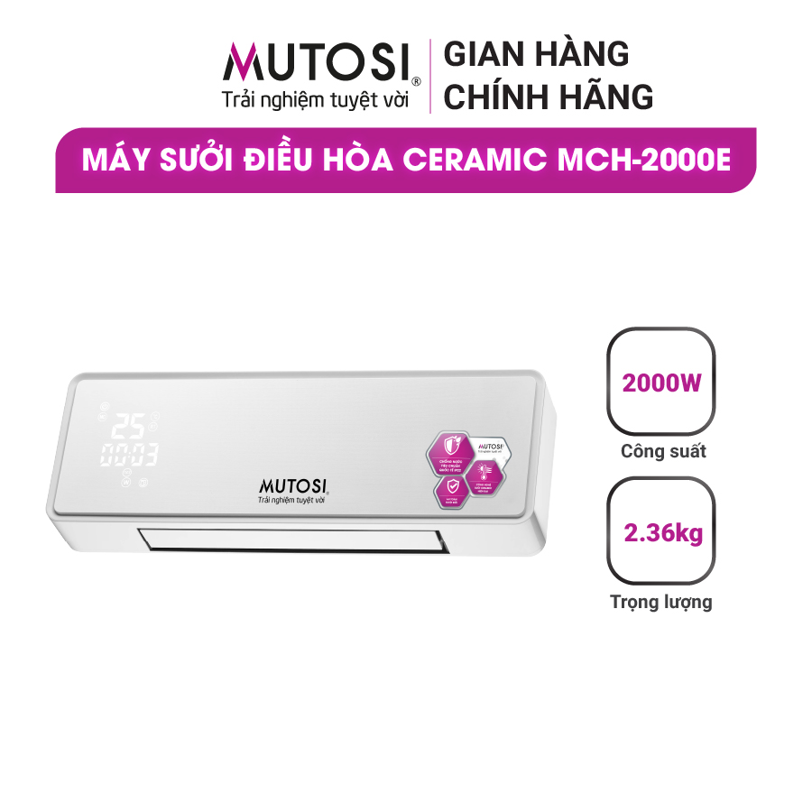 Máy sưởi điều hòa Ceramic Mutosi MCH-2000E - Hàng chính hãng