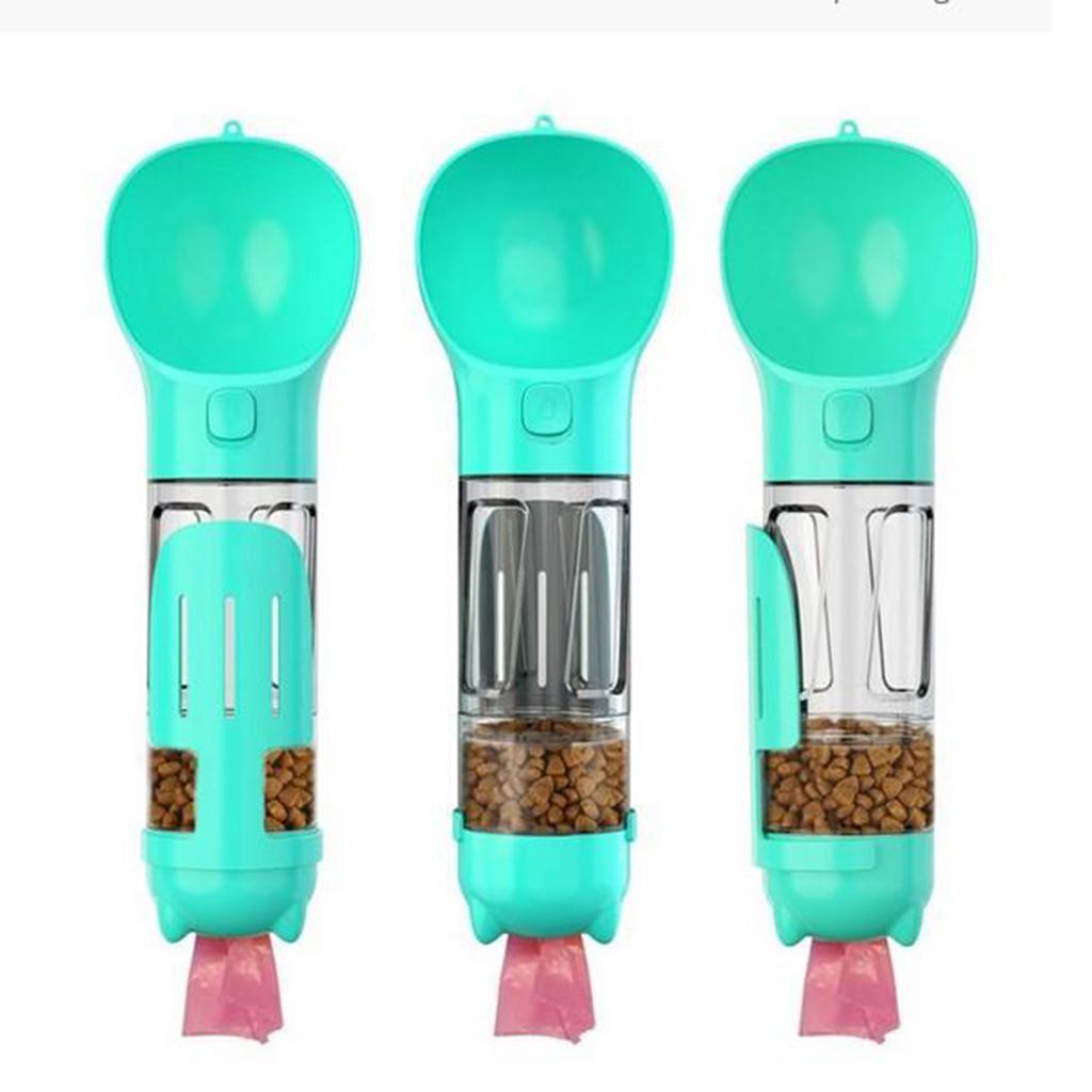 4 In 1 Dog Water Bottle Dispenser Bowl Feeder For Walking Hiking Blue