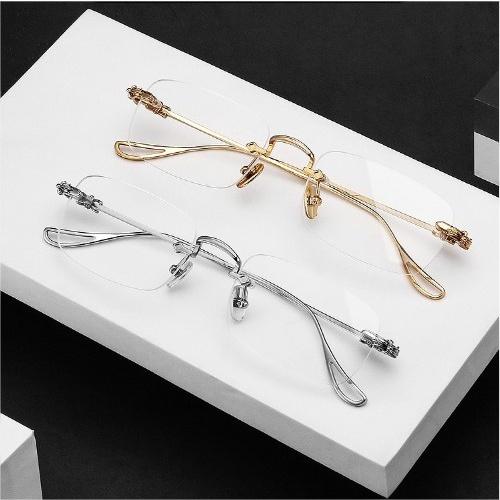 Gọng kính chống bụi gọng khoan nam nữ doanh nhân thời trang cao cấp KT45UNIQUI màu Vàng bạc