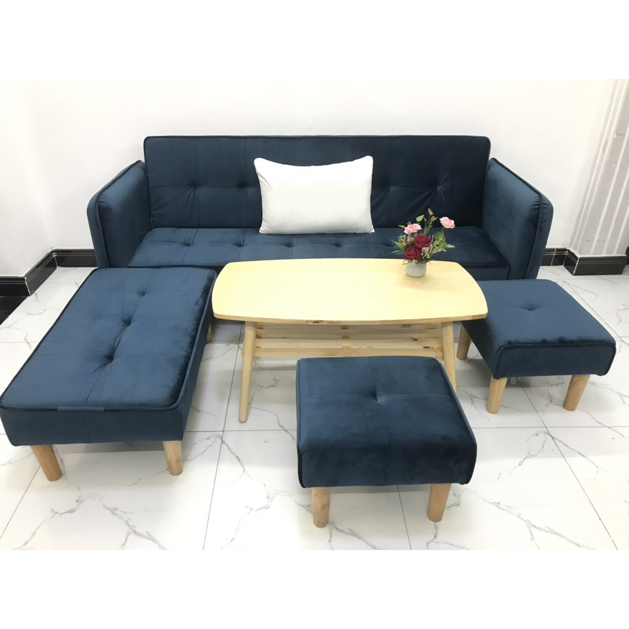 Cả bộ sofa bed L sofa giường tay vin phòng khách salon sivali03 sopha