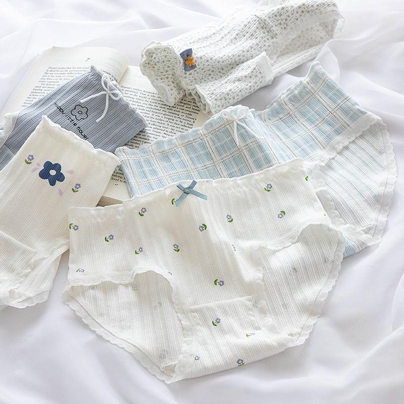 Quần Lót Nữ Cotton Hoa Phối Ren Ngang Eo . Hàng Loại Đẹp.