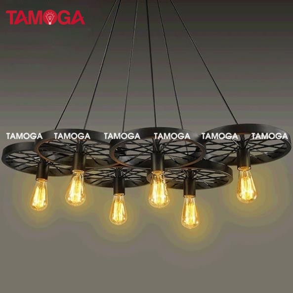 Đèn thả trần bánh xe bộ 3 TAMOGA WAKIXI 7089/3 + Kèm bóng Edison