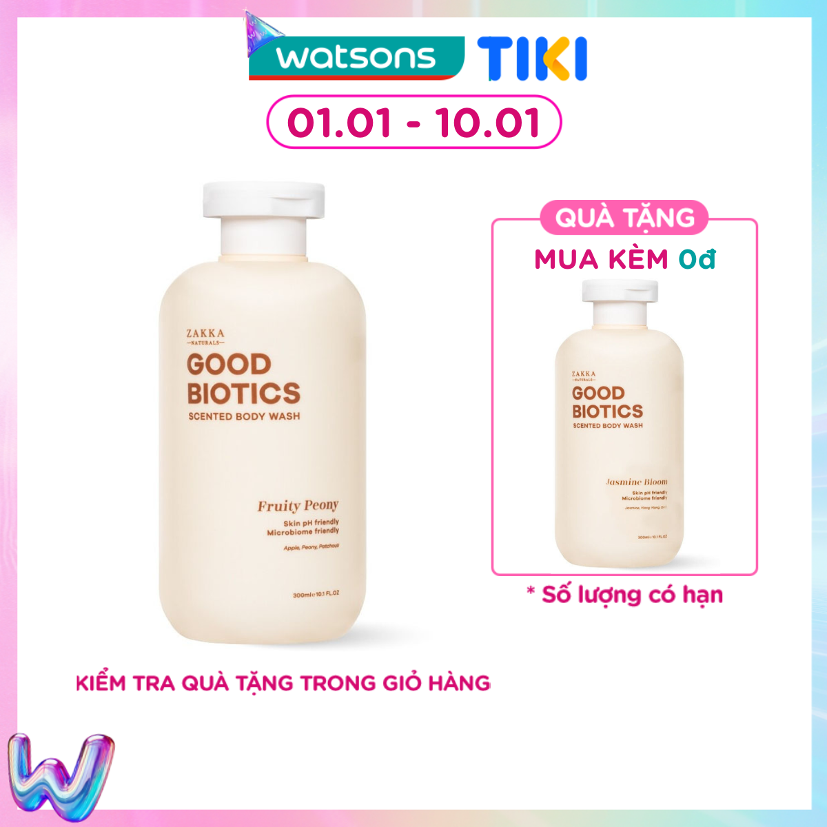 Sữa Tắm Zakka Naturals Good Biotics Scented Body Wash Hương Fruity Peony 300ml