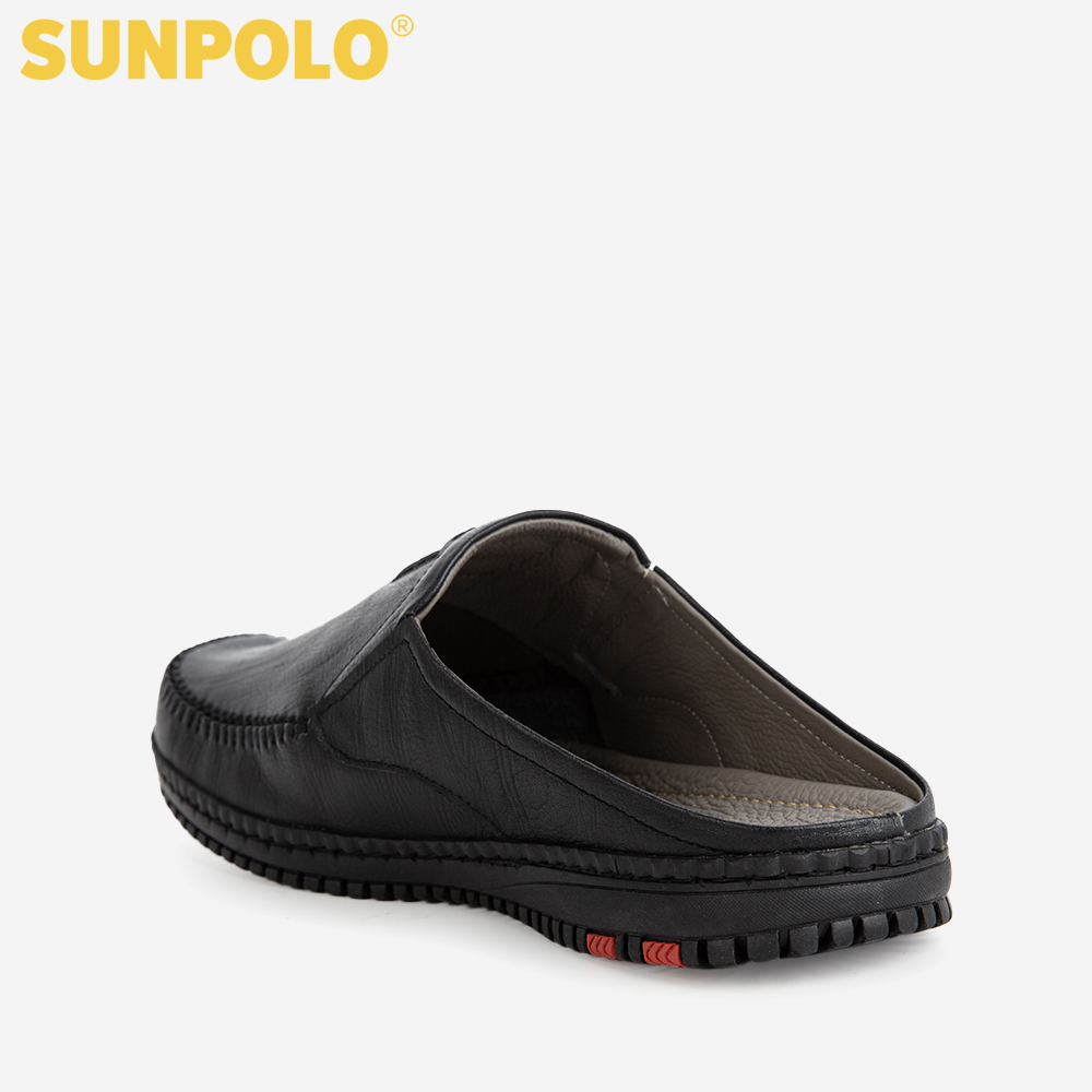 Dép Sục, Dép Sapo Nam Da Bò SUNPOLO SUT327 (Đen, Nâu)