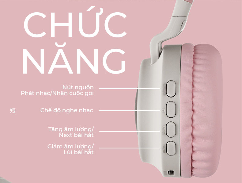 Tai nghe Bluetooth chụp tai mèo bản nâng cấp không bị rè, sáng nhiều màu - Hàng chính hãng