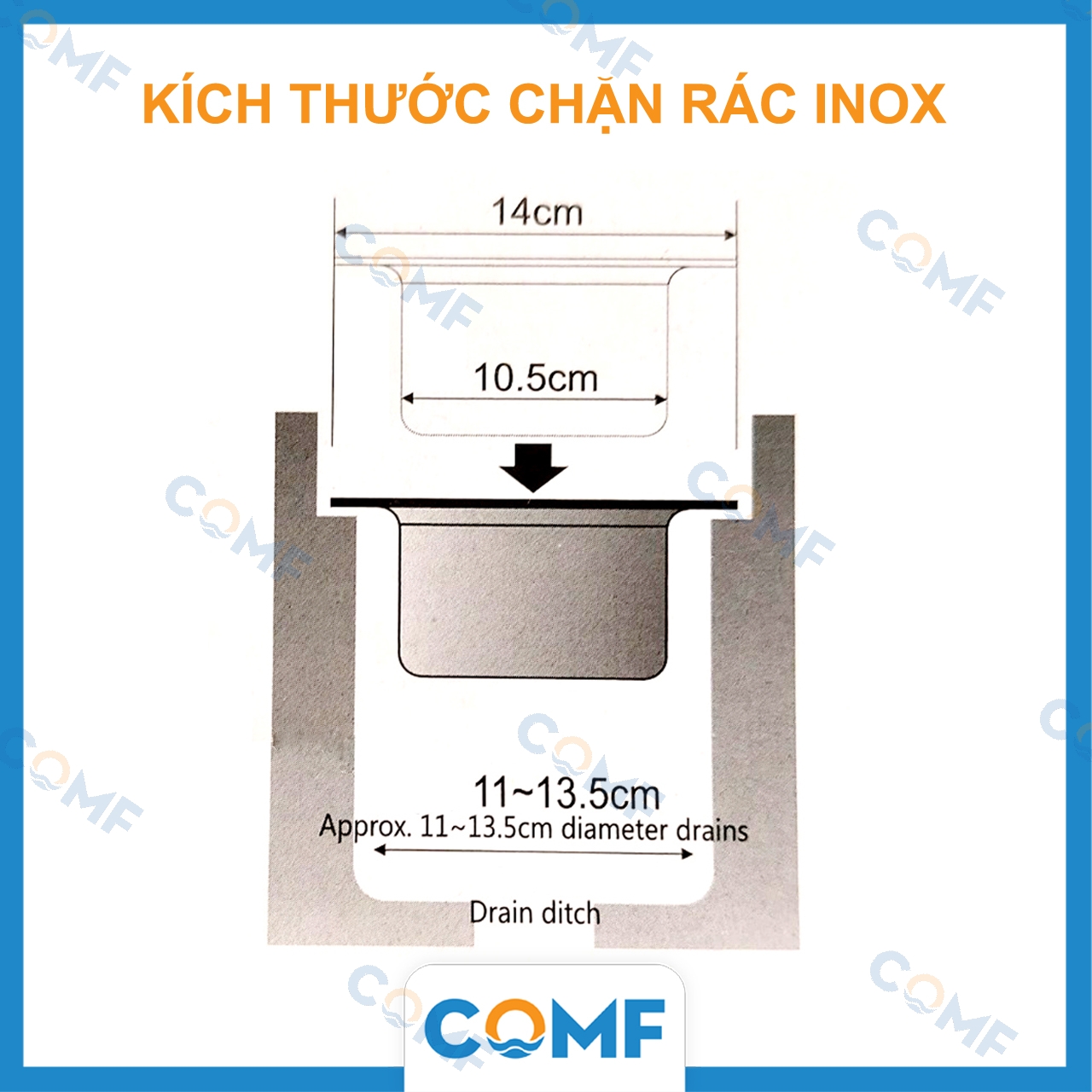 Lọc Rác Inox Bồn Rửa Chén Chặn Rác Inox Chậu Rửa Bát COMF Size XL 14cm Inox 201 Siêu Bền 2 Mặt Mạ Bóng Chất Lượng Cao – Hàng Nhập Khẩu