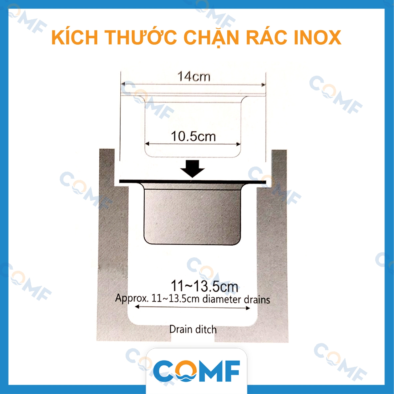 Lọc Rác Inox Bồn Rửa Chén Chặn Rác Inox Chậu Rửa Bát   COMF Size XL 14cm Inox 201 Siêu Bền 2 Mặt Mạ Bóng Chất Lượng Cao – Hàng Nhập Khẩu