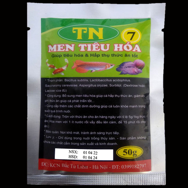 TN7 Giúp Cá Tiêu Hóa & Hấp Thụ Thức Ăn Tốt Túi 50gr