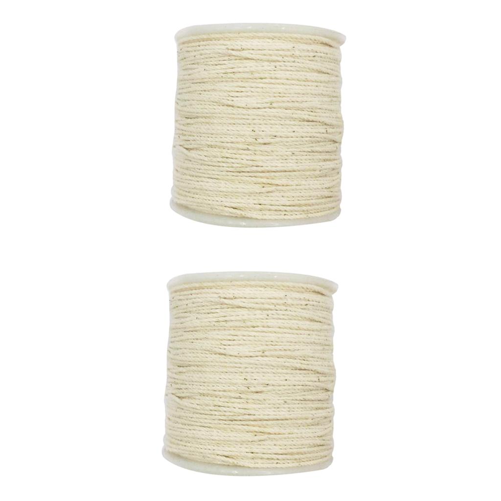 2 Chiếc 100 m 1mm Mộc Mạc Cotton Dây Bện Dây Xoắn Dây Chéo Thủ Công Nguyên Trắng