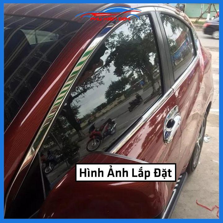 Bộ nẹp viền chân kính cong kính Hyundai i10 Sedan 2014-2021 Inox sáng bóng chuẩn form xe