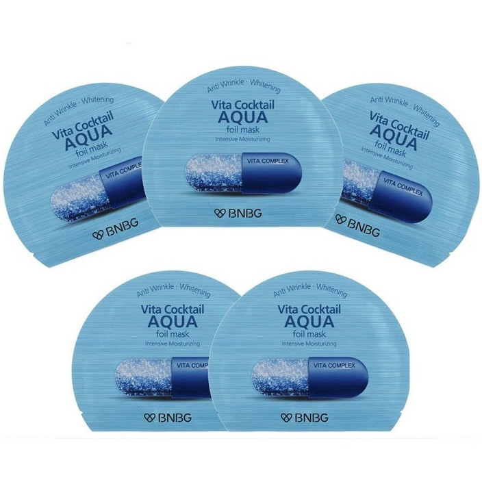 Combo 5 Mặt nạ cấp nước dưỡng da ẩm mượt, săn chắc BNBG Vita Cocktail Aqua Foil Mask - Intensive Moisturizing 30ml x 5