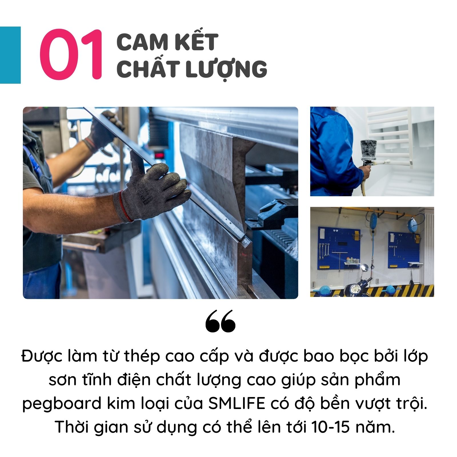 Bảng Treo Dụng Cụ Cơ Khí Pegboard Chuyên Nghiệp Cho Garage, Kho Xưởng Thương Hiệu SMLIFE (mua Combo hoặc phụ kiện lẻ)