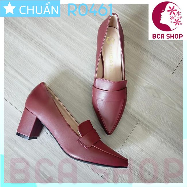 Giày cao gót nữ 5p RO461 ROSATA tại BCASHOP kiểu dáng công sở, gót vuông cùng màu thân - màu đỏ đô