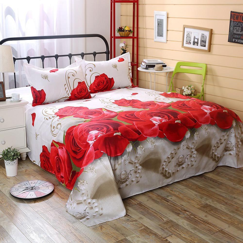 3 Tấm Bộ 3D In Hình Polyester Chăn Ga Gối Đệm Thiết Kế Hoa Chăn Ga Gối Phẳng 1 Cái Tờ: 230*230Cm, 2psc Vỏ Gối Nằm: 50*70Cm