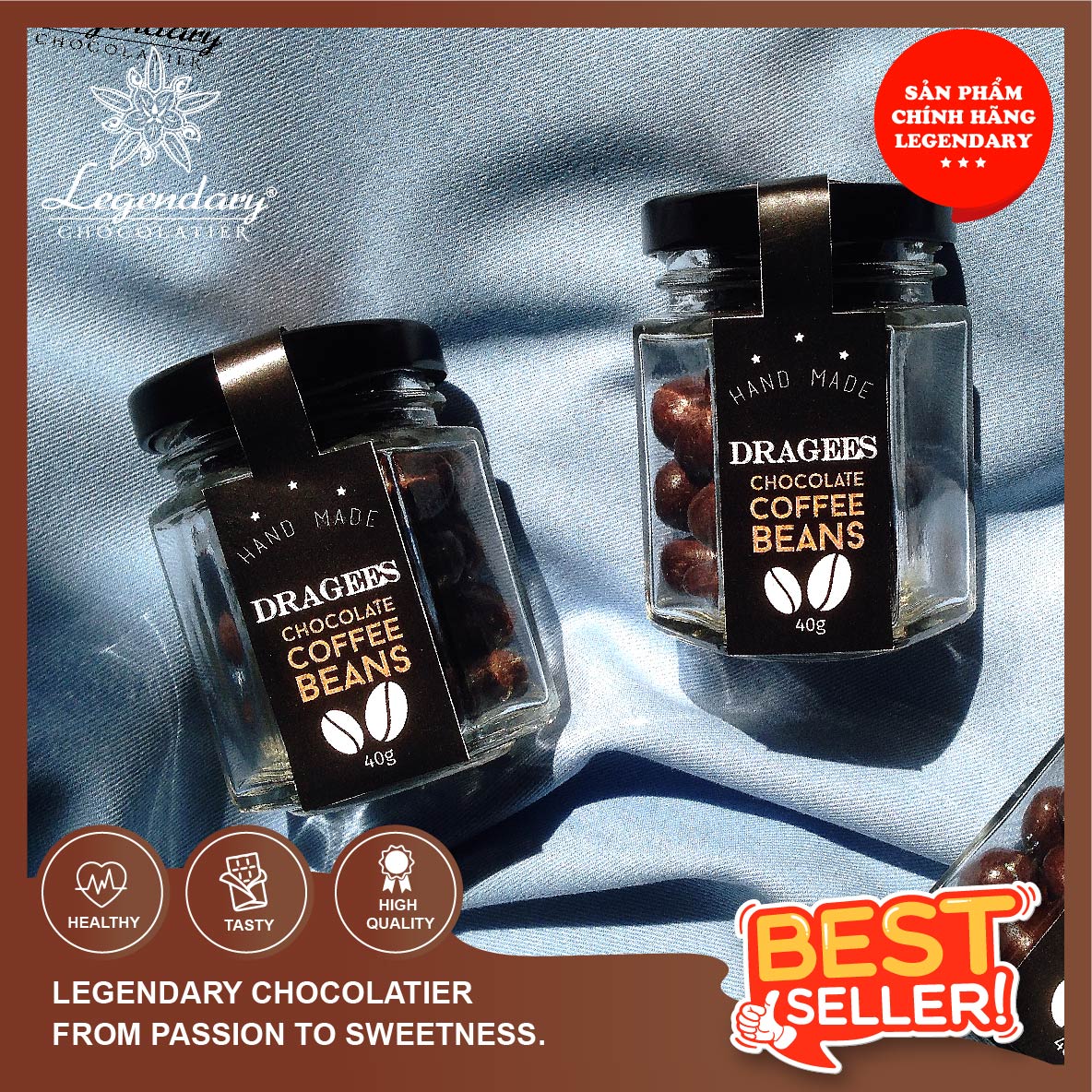 Dragees Socola sữa bọc hạt cà phê hũ 40g - Socola Legendary Chocolatier