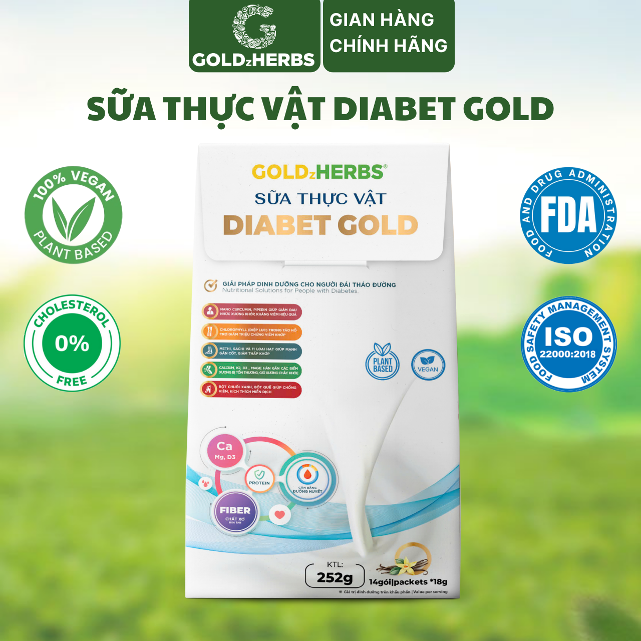 Sữa thực vật GoldzHerbs Diabet Gold 14 gói/ 500g