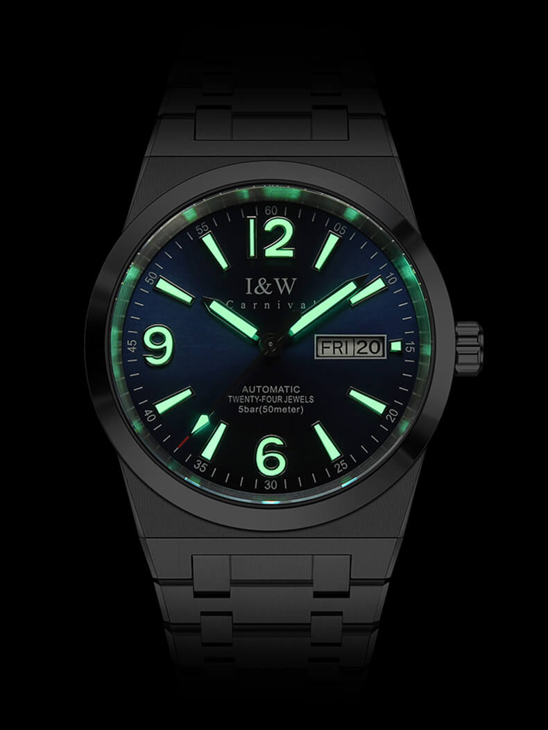 Đồng hồ nam chính hãng IW CARNIVAL IW730G-1 Kính sapphire ,chống xước ,Chống nước 50m ,Bảo hành 24 tháng,Máy cơ (Automatic),dây kim loại thép không gỉ 316L, mặt xanh thiết kế đơn giản dễ đeo