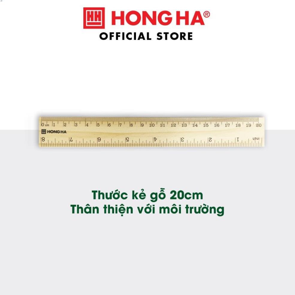 Thước kẻ 20cm Hồng Hà chất liệu gỗ thân thiện với môi trường - 3491