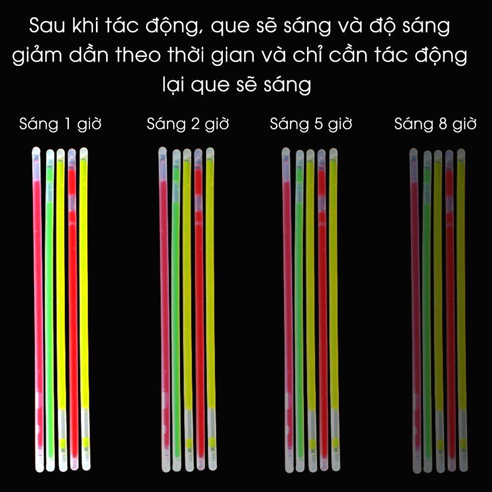 SET 100 Que phản quang lightstick phát sáng trong đêm tối, quẩy EDM, làm vòng đeo tay, nhảy hiphop, tiệc party, an toàn
