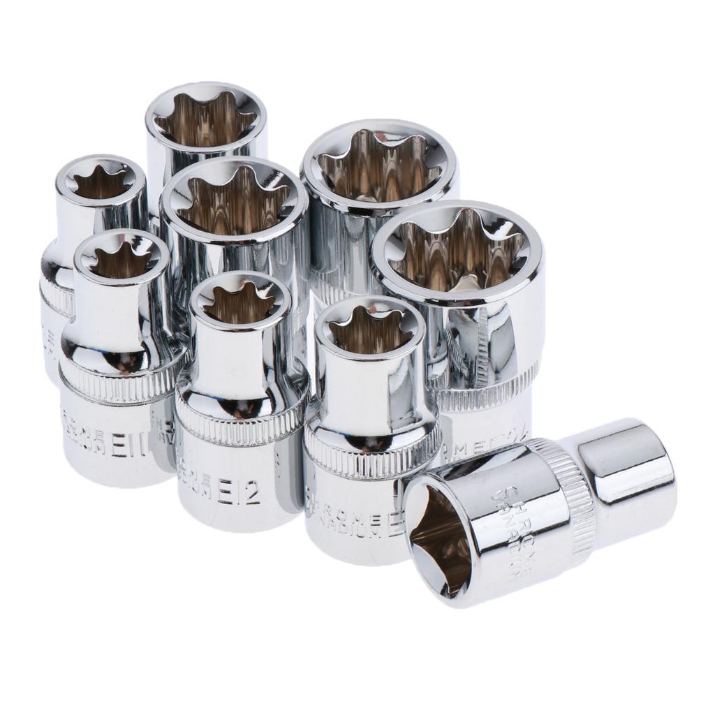 14pcs/set E Socket Set In a Storage Case Star Female Sockets 1/4" 3/8" 1/2"
