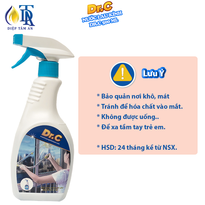 Nước Lau Kính Dr.C 500ml Siêu Nhanh,Sạch Trong Suốt,Không Tỳ Vết An Toàn Cho Người Sử Dụng