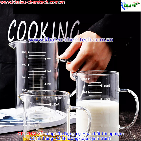 Cốc Thủy Tinh Có Vạch Chia Định Lượng 350ml, 500ml, 1000ml