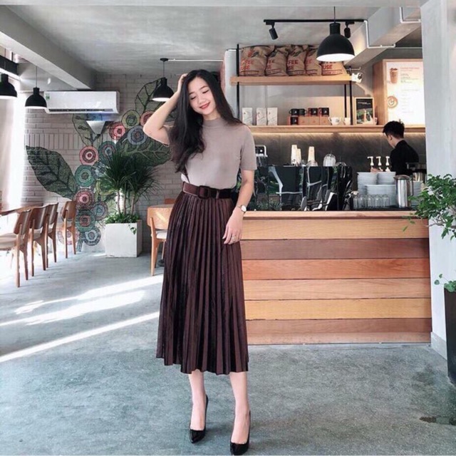 Chân váy xếp ly 7 MÀU kèm đai hàng đẹp dễ phối đồ