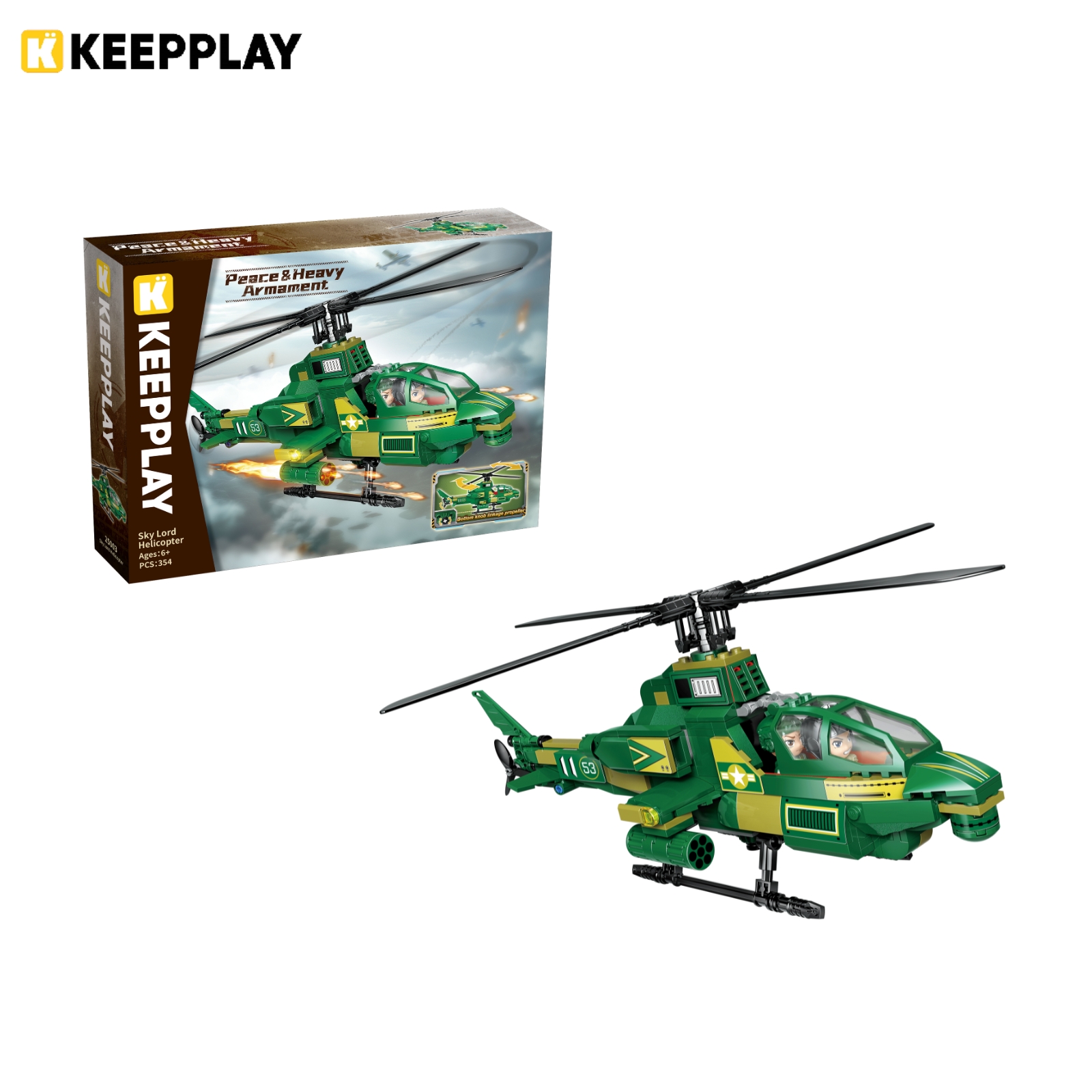 Đồ chơi lắp ráp, xếp hình K Keepplay 25003 - Trực thăng (354 mảnh ghép)