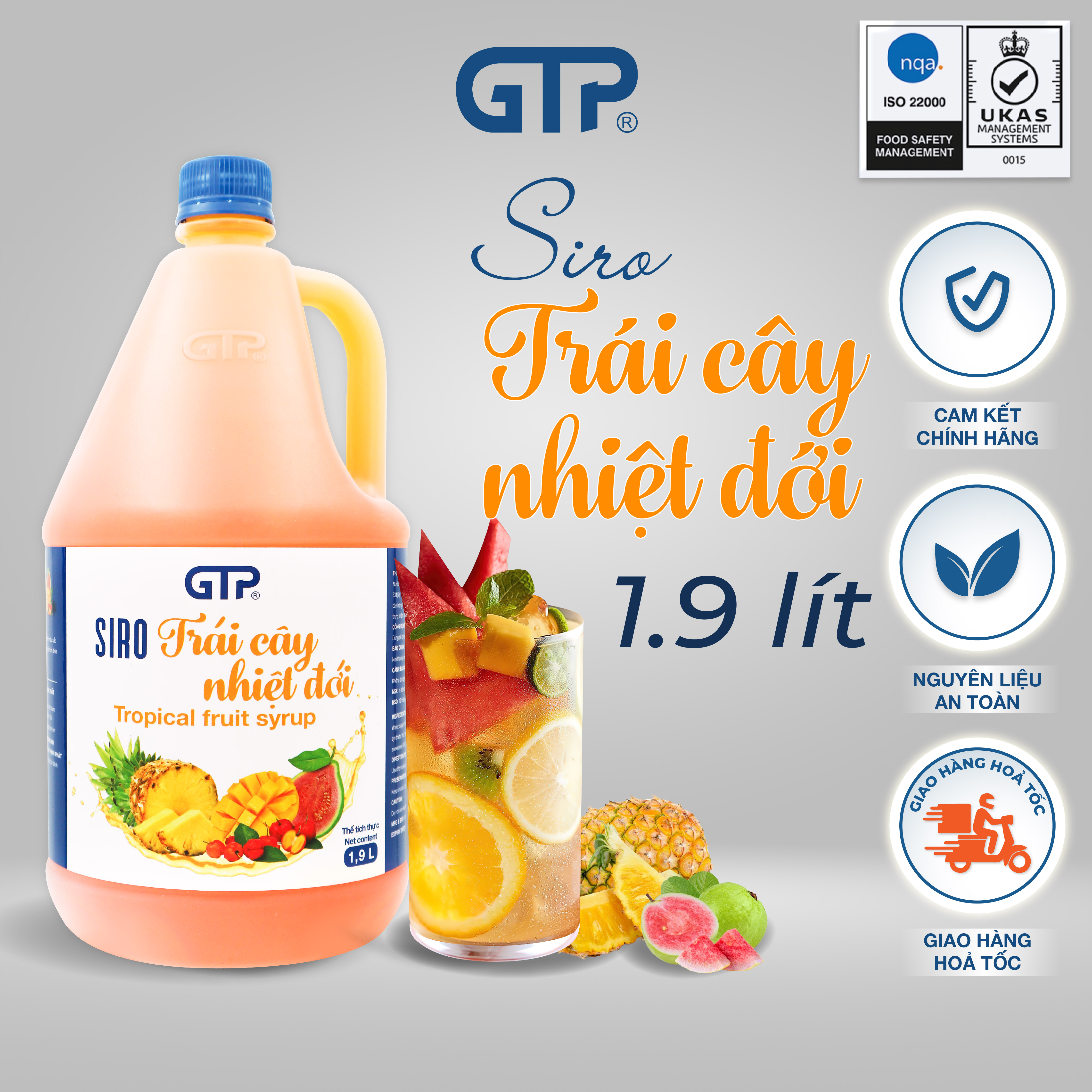 Siro Trái cây Nhiệt đới GTP - Chuyên dùng pha chế: Trà sữa, Trà trái cây, Cocktail, Mocktail…