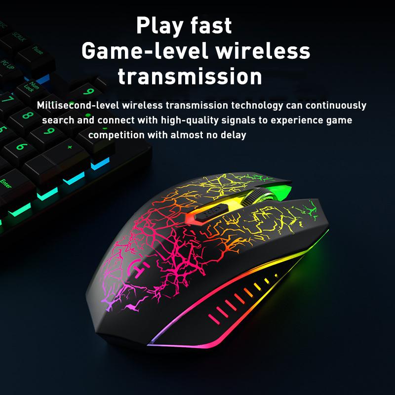 Chuột Game Không Dây 2.4G LED Hô Hấp Đèn Nền Chuột Sạc 6 Nút Chuột Không Dây Chuột Cho Máy Tính Laptop Chuột Văn Phòng