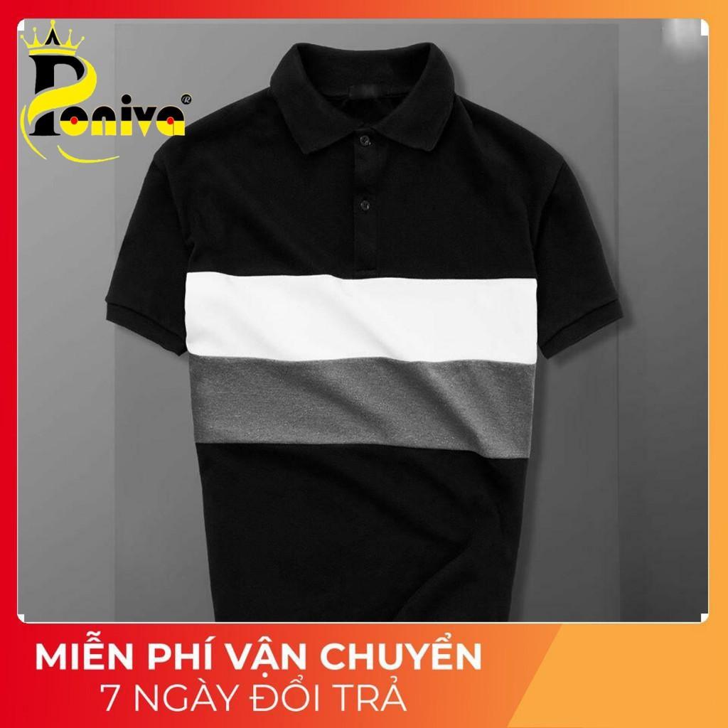 Áo Thun Nam Cổ Polo Phối Viền Ngang Lịch Lãm