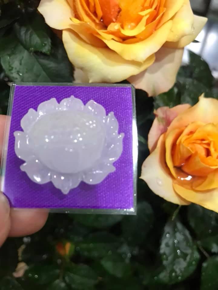 MẶT DÂY CHUYỀN BÔNG SEN TRẮNG TINH BÓNG ĐẸP 100% ĐÁ CẨM THẠCH TỰ NHIÊN NỮ MỆNH KIM THỦY 28MM