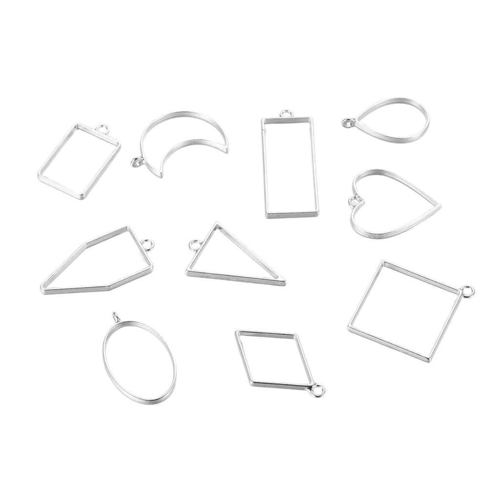 10x Geometric Hollow Charms Pendants Hanging Necklace DIY Jewelry Making