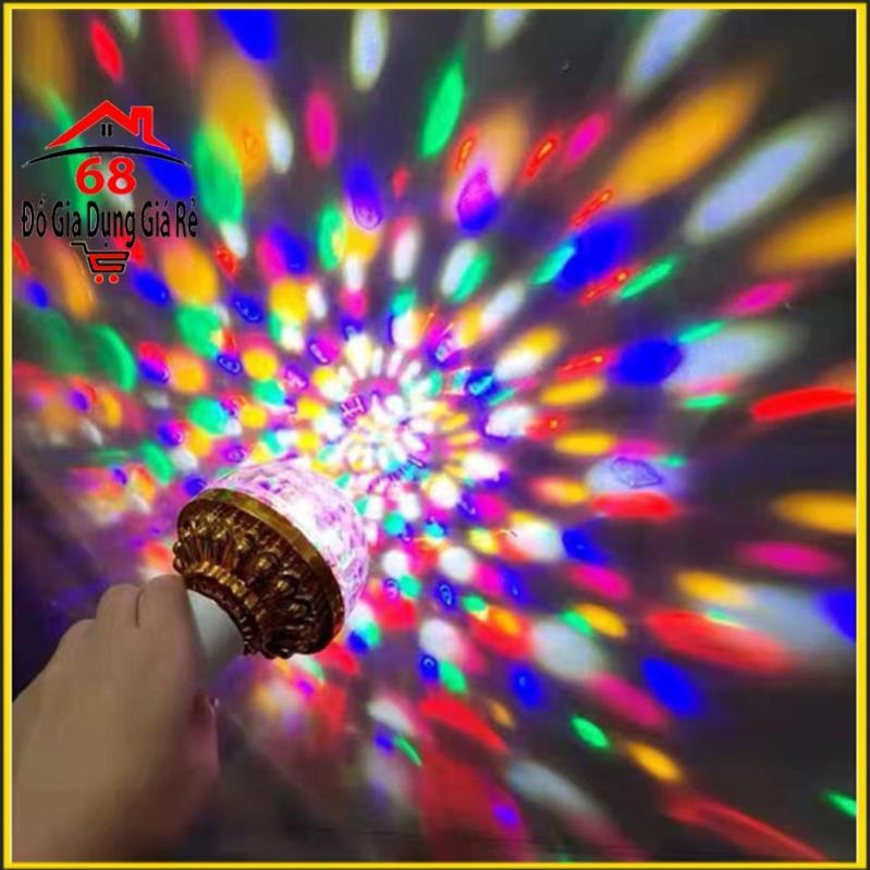 ĐÈN LED 7 màu xoay 360 chớp theo nhạc tạo hiệu ứng phòng hát quán bar quẩy tại nhà tặng kèm đui đèn