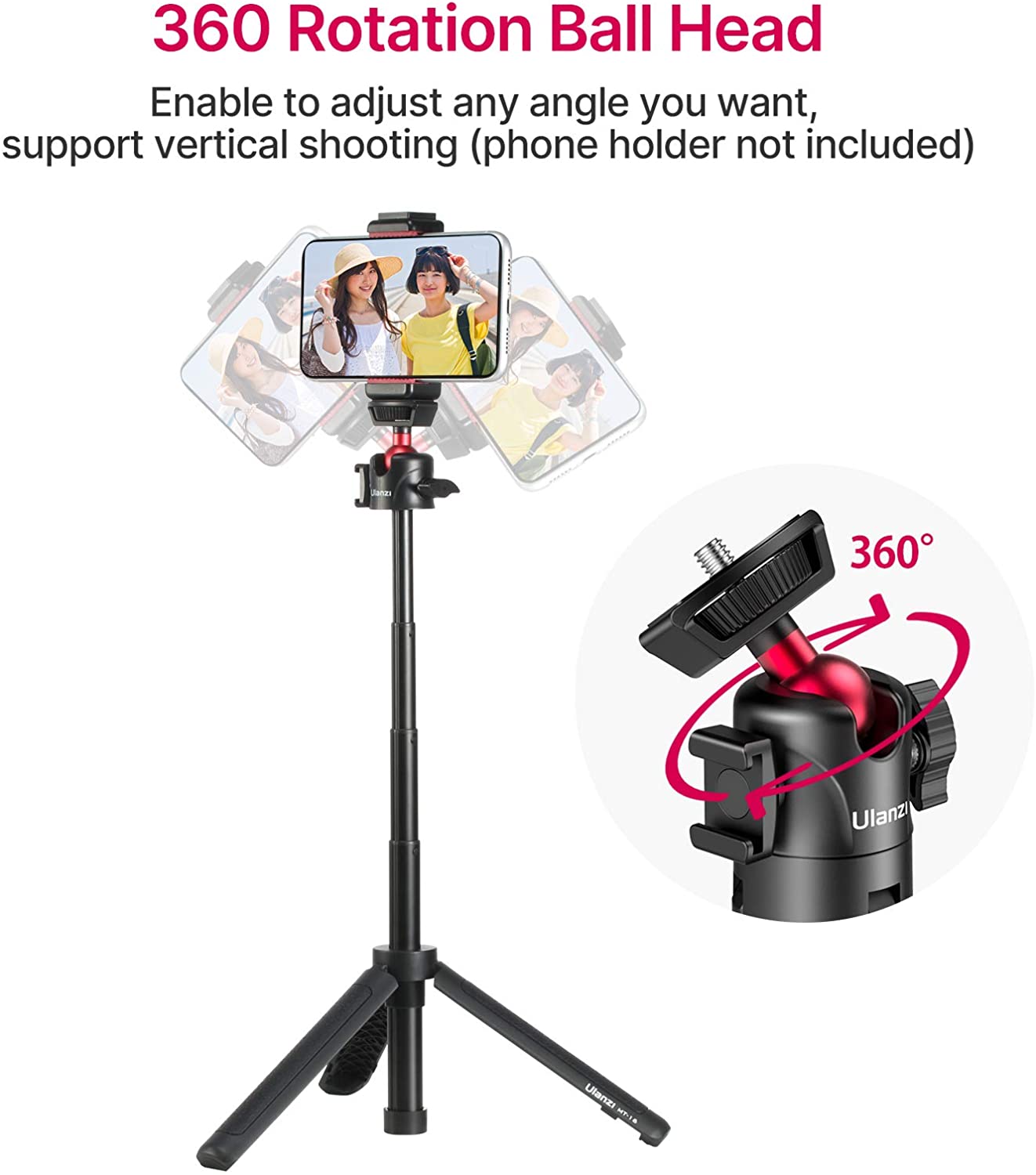 ULANZI MT-16 - HÀNG CHÍNH HÃNG - Chân Tripod tích hợp Ballhead xoay 360° dành cho Điện thoại &amp;amp; Máy ảnh