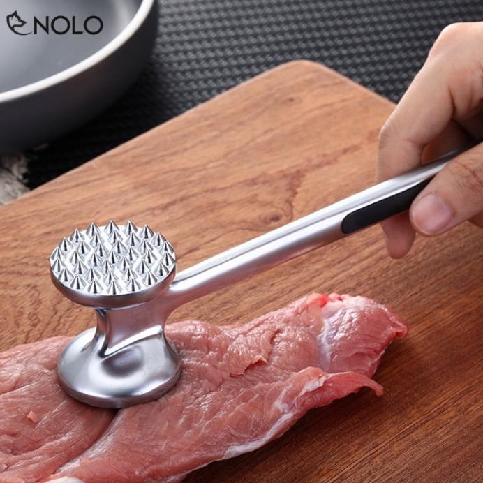 Bộ Dụng Cụ Nhà Bếp Búa Đập Làm Mềm Thịt 2 Đầu Chất Liệu Inox 304 Chống Gỉ Cán Cầm Bằng Nhựa Chắc Chắn