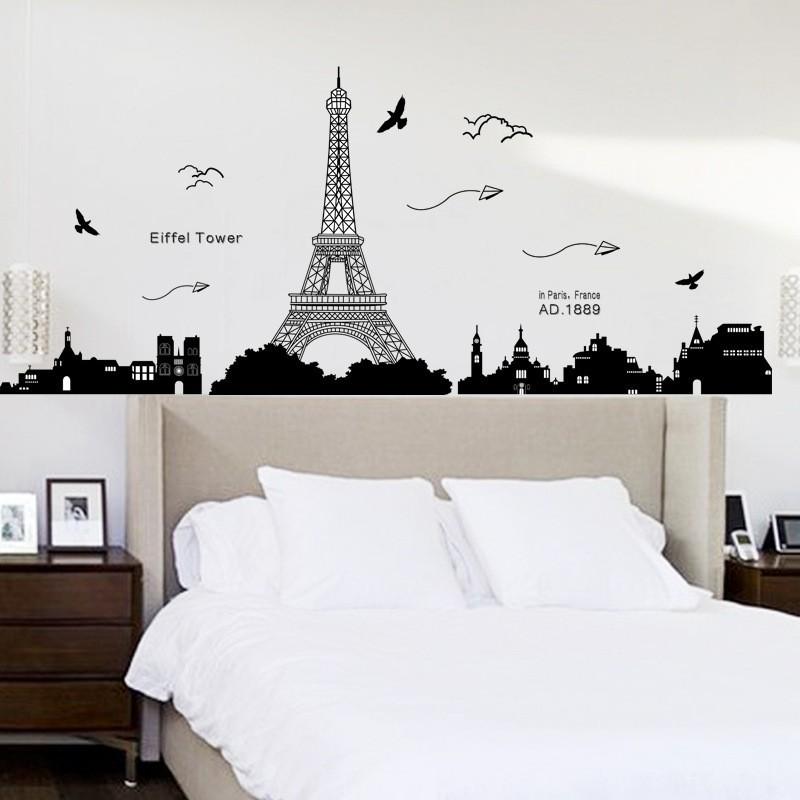 Decal dán tường thành phố Paris và tháp Eiffel xinh đẹp của nước pháp KK049