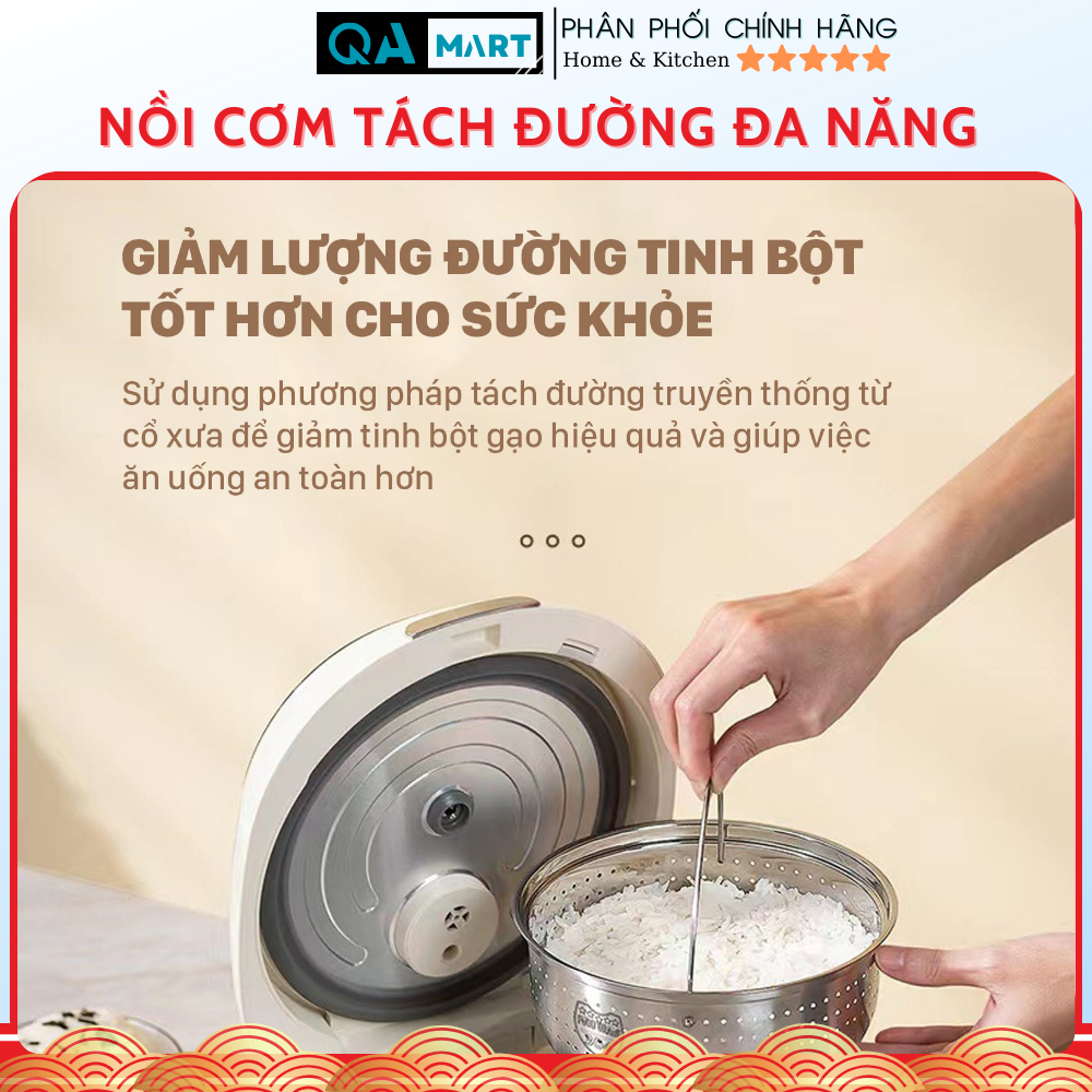 Nồi cơm tách đường đa năng Snapbee RC3000 - 2 lòng nồi inox chống dính tiện lợi, chống bám bẩn - Hàng chính hãng