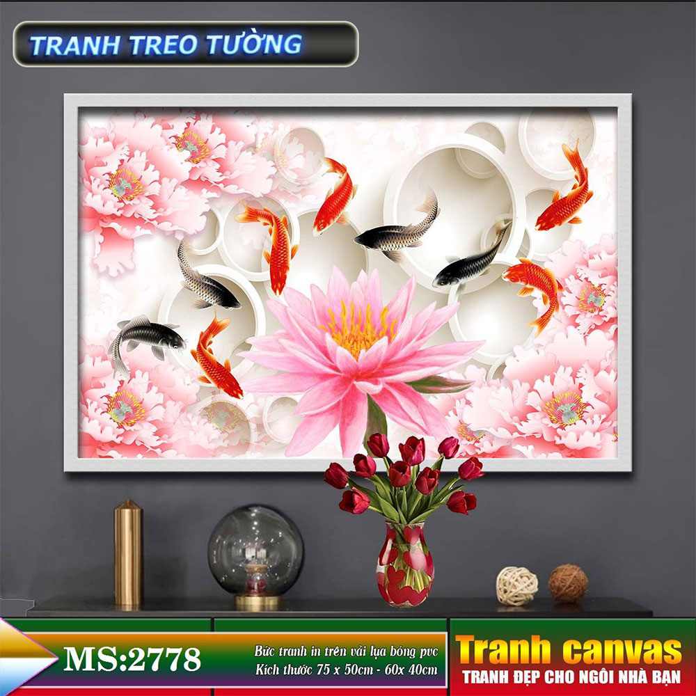 Tranh treo tường phòng khách, phòng ngủ - Cửu ngư quần hội-2778L3