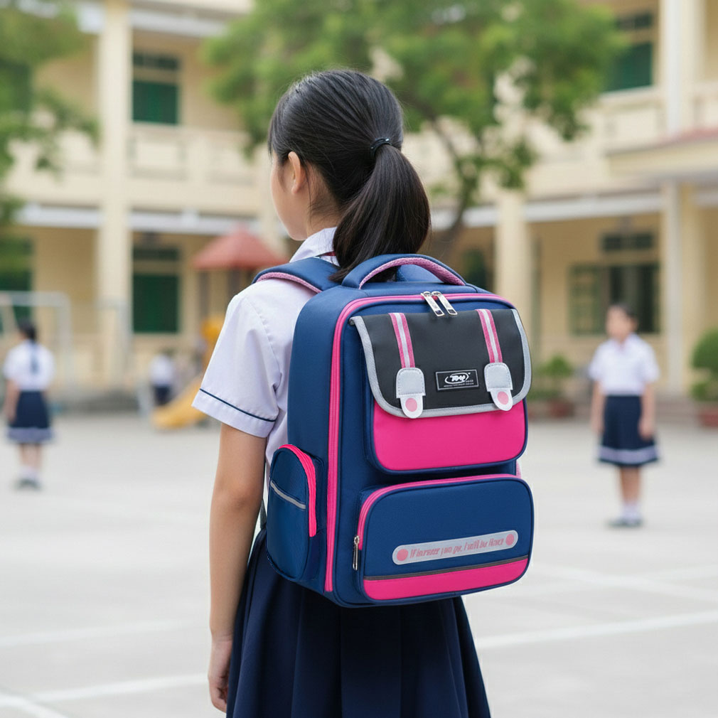 Balo học sinh nữ cao cấp TN.bags Smart Pink – Balo học sinh tiểu học chống nước, nhiều ngăn tiện lợi, màu hồng đáng yêu TN.B3112