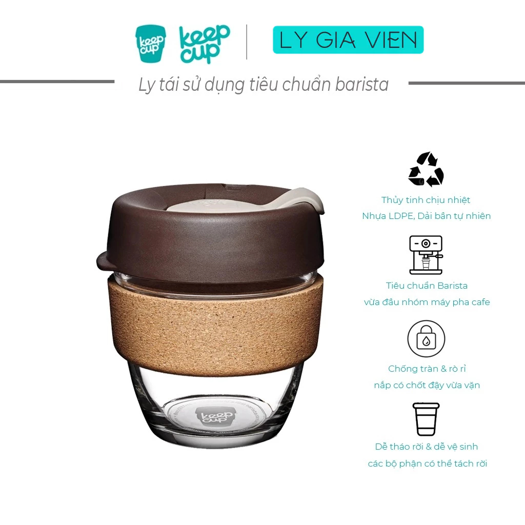 Ly Thủy Tinh Tái Sử Dụng KeepCup Cork Reusable Cup