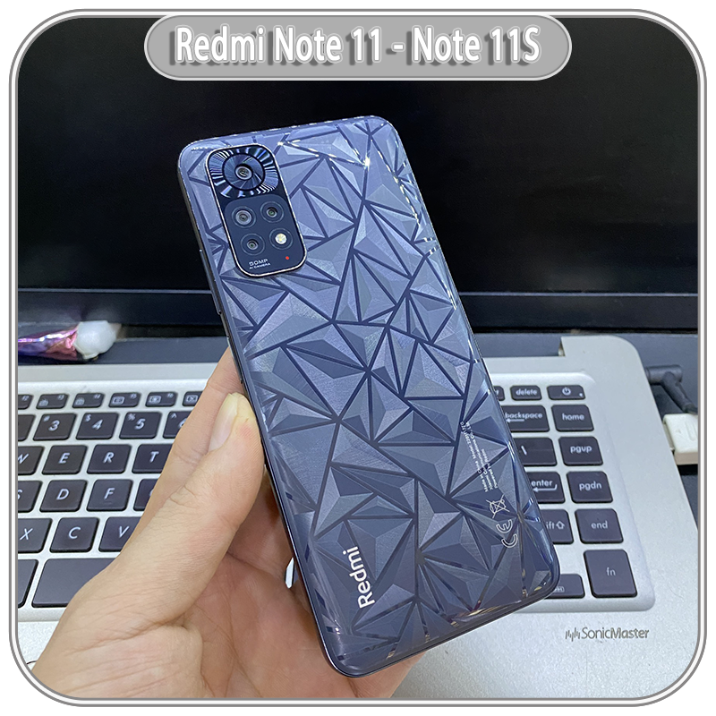 Miếng dán PPF mặt lưng 3D vân kim cương cho Redmi Note 11 - Note 11S