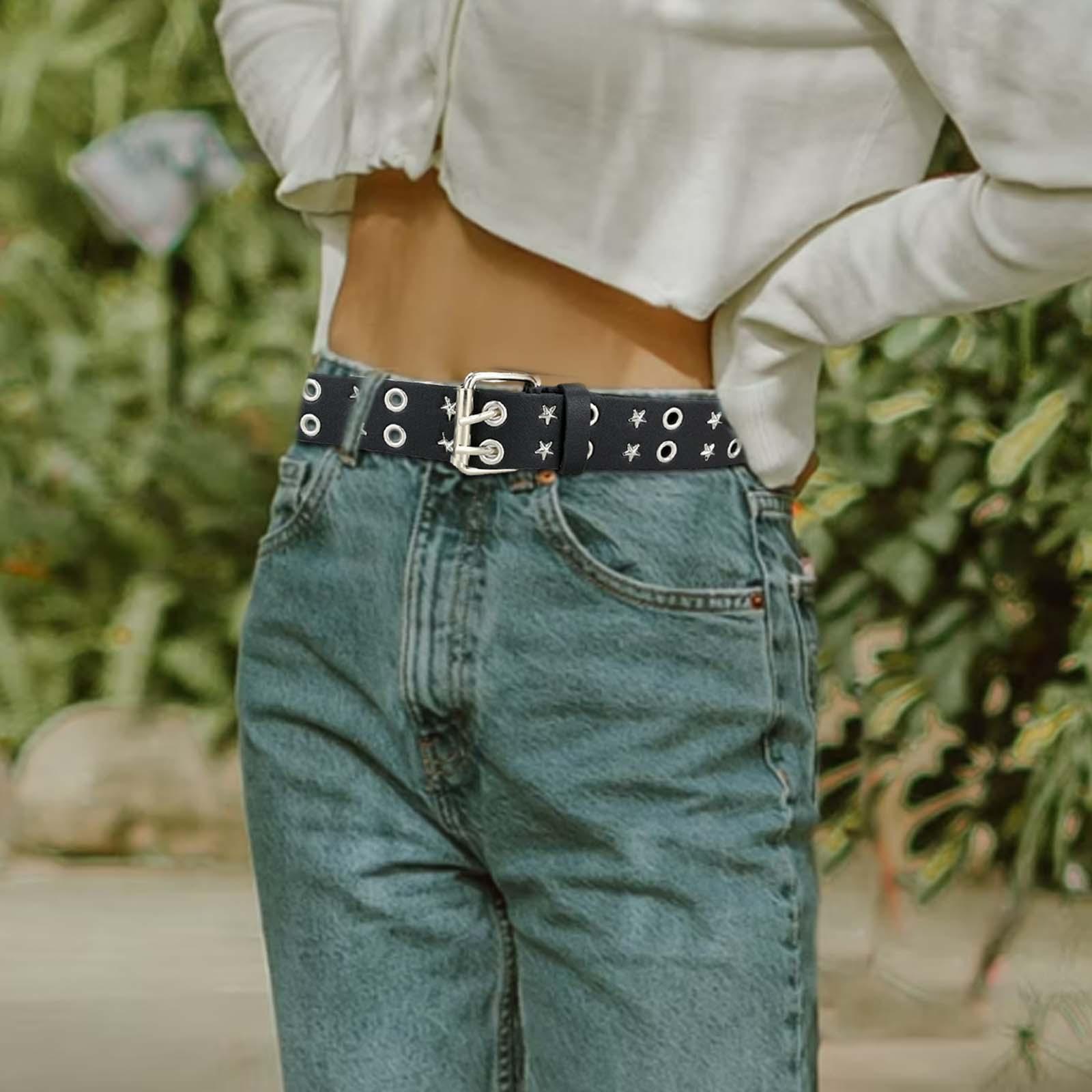 Women Men Punk Belt  Grommet Gothic Decorative Belt Jeans Waist Belt