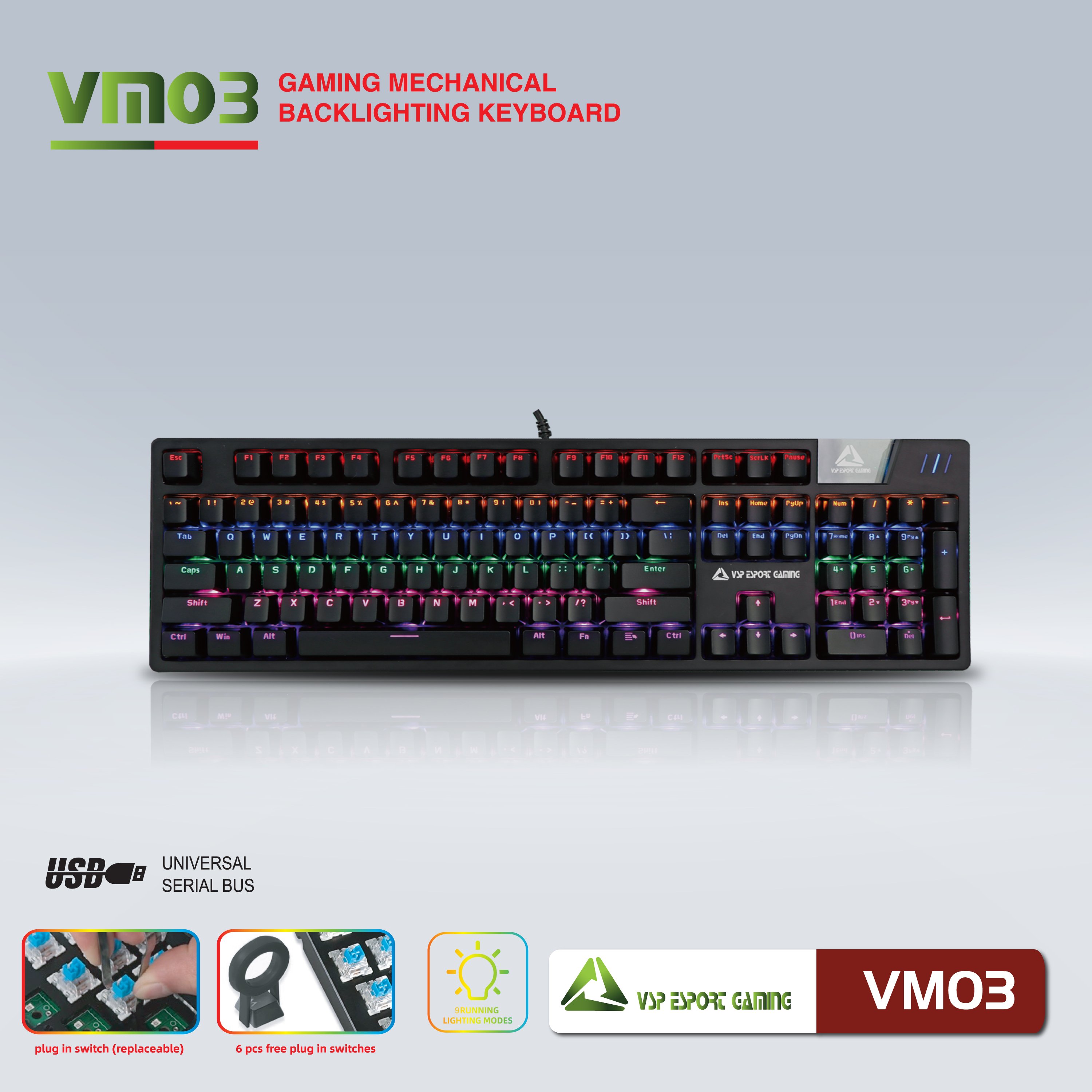 Bàn phím VSP eSport Gaming VM03 - JL - Hàng chính hãng